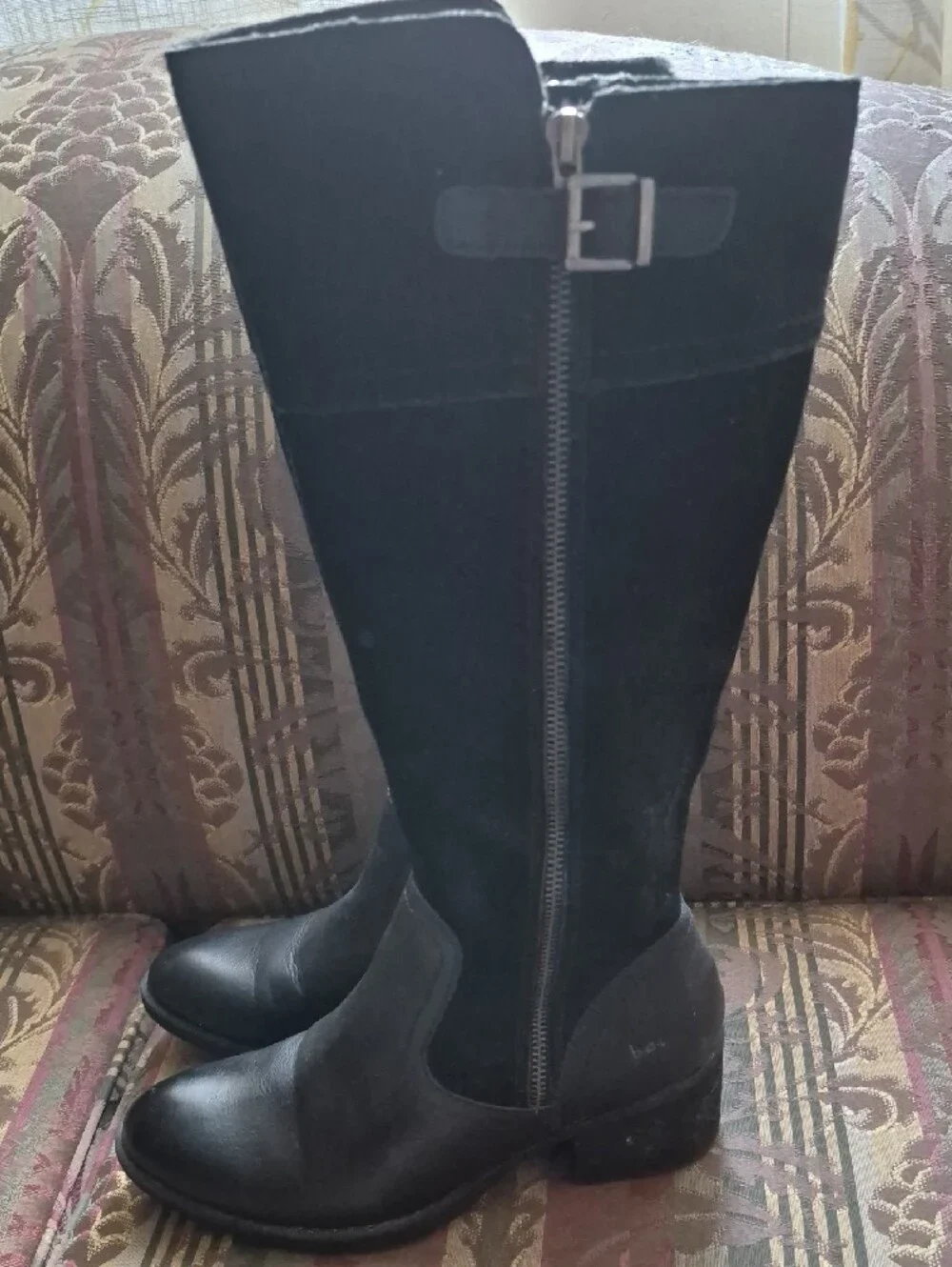 boc Black Leather and Suede Tall Boots